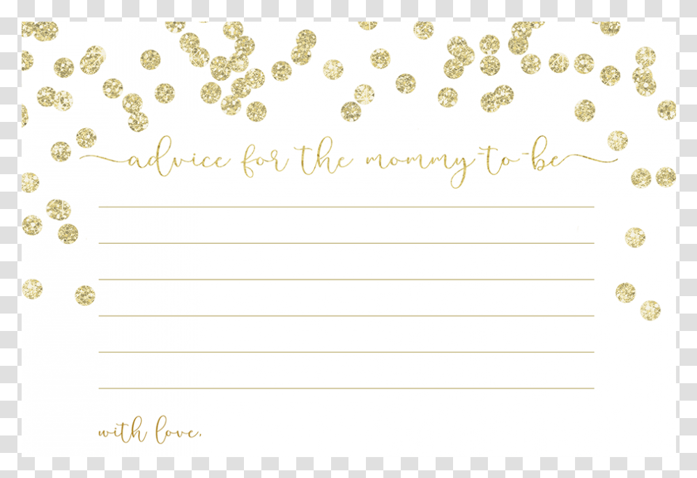 A Brunch For Baby Gold Advice Card Diaper Raffle Tickets Gold, Handwriting, Paper, Confetti Transparent Png