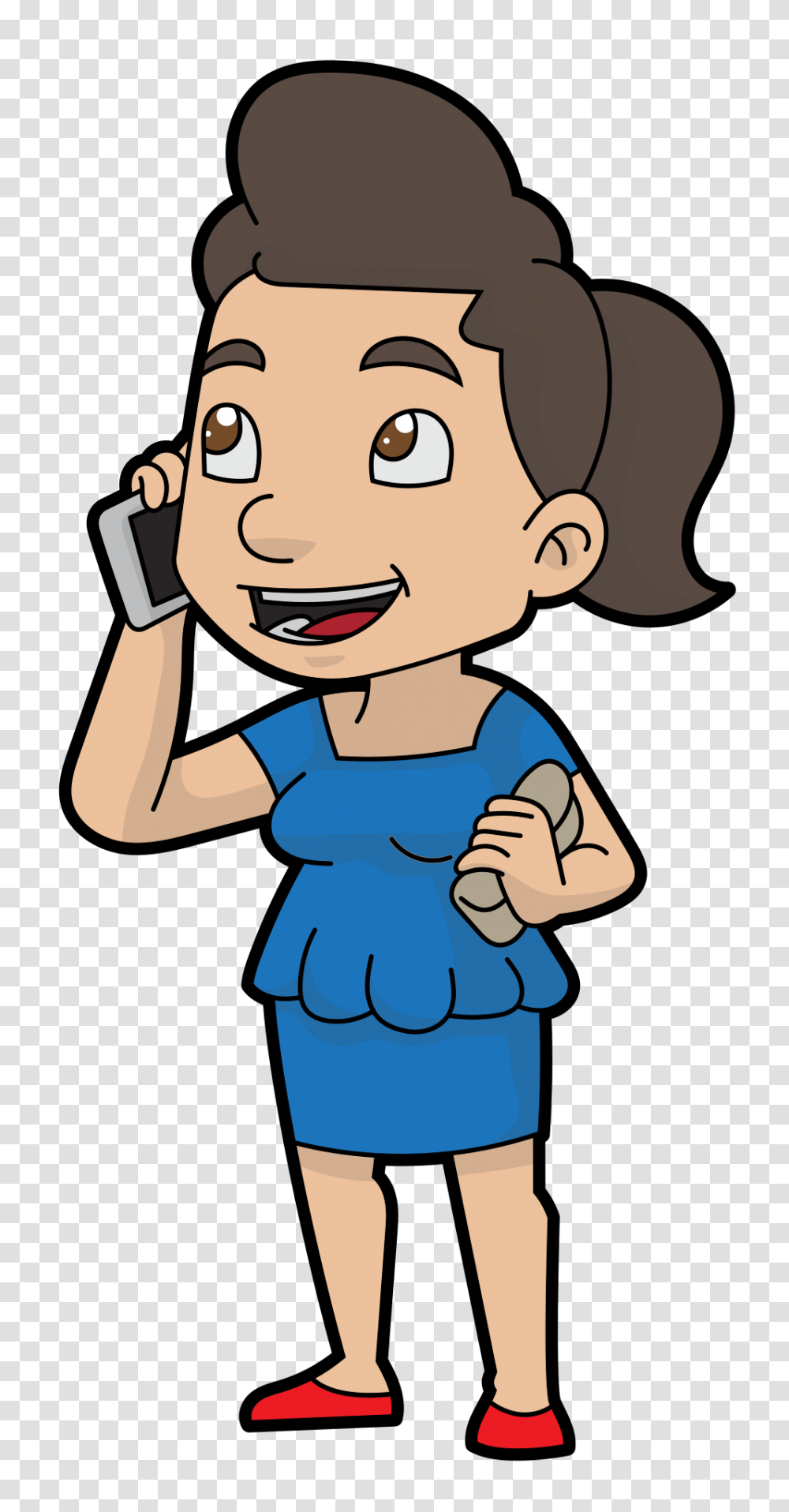 A Cartoon Businesswoman Chatting On The Phone, Person, Outdoors, Face, Female Transparent Png