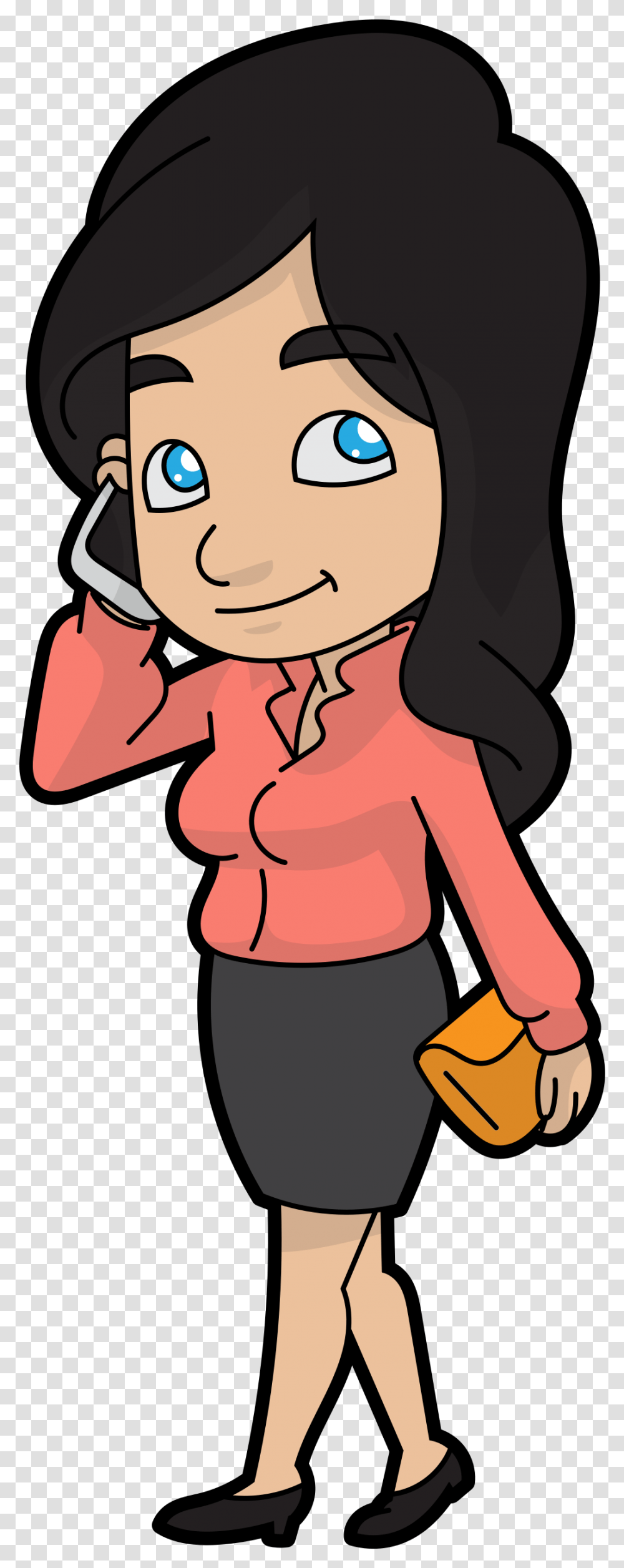 A Cartoon Woman Talks Business Portable Network Graphics, Clothing, Person, Sleeve, Female Transparent Png