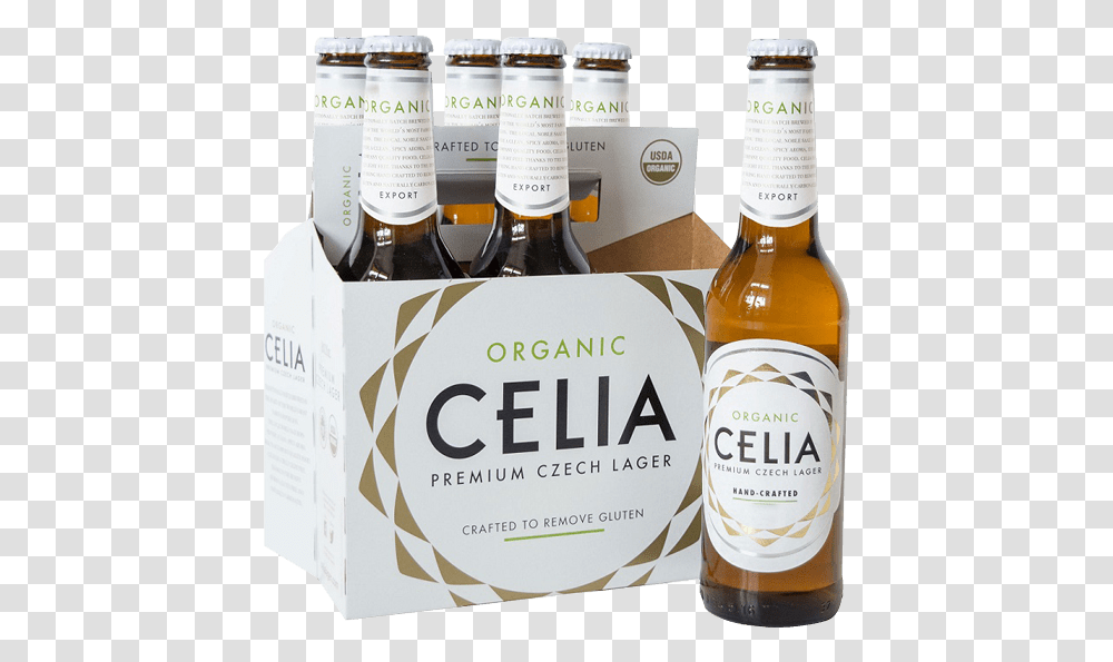 A Case Of Six Celia Beer Bottles Celia Lager, Alcohol, Beverage, Drink Transparent Png