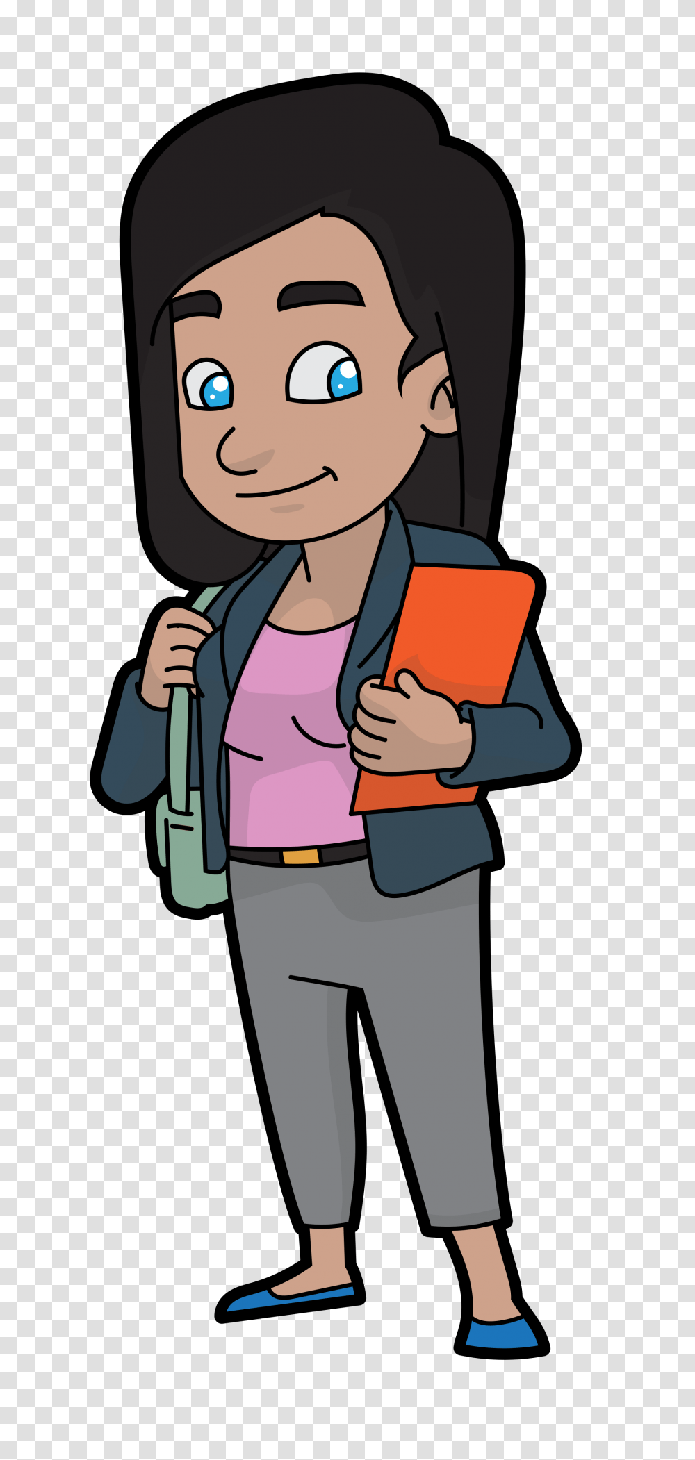 A Casually Cool Cartoon Business Woman, Person, Human, Student, Standing Transparent Png