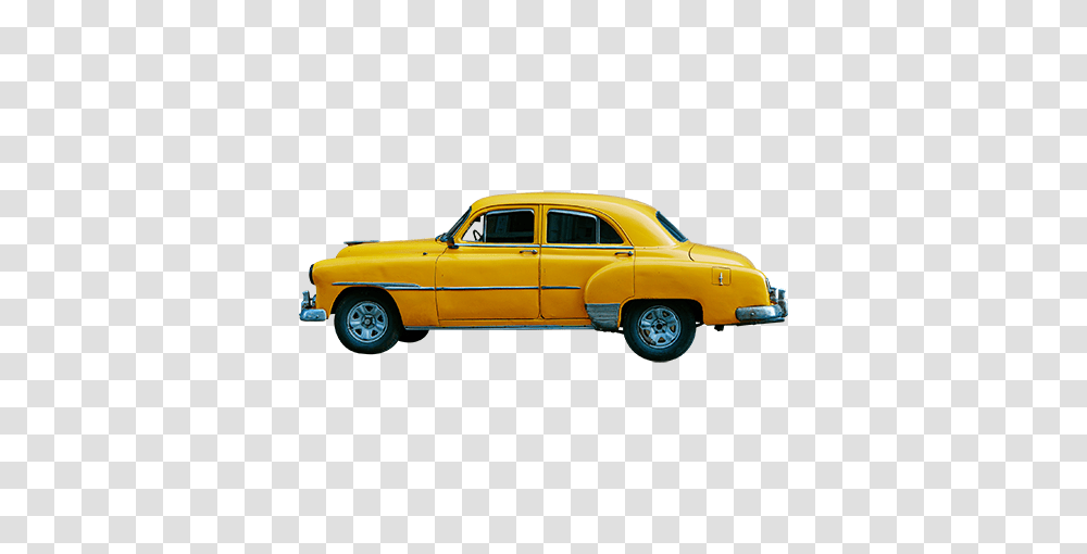 A Classic Car Painted A Bright School Bus Yellow Viewed, Wheel, Machine, Tire, Car Wheel Transparent Png