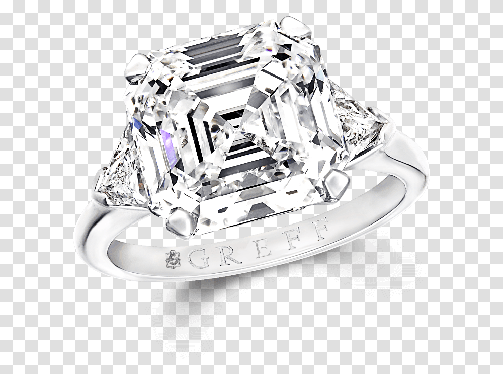 A Classic Graff Ring Featuring A Square Emerald Cut Engagement Ring, Accessories, Accessory, Diamond, Gemstone Transparent Png