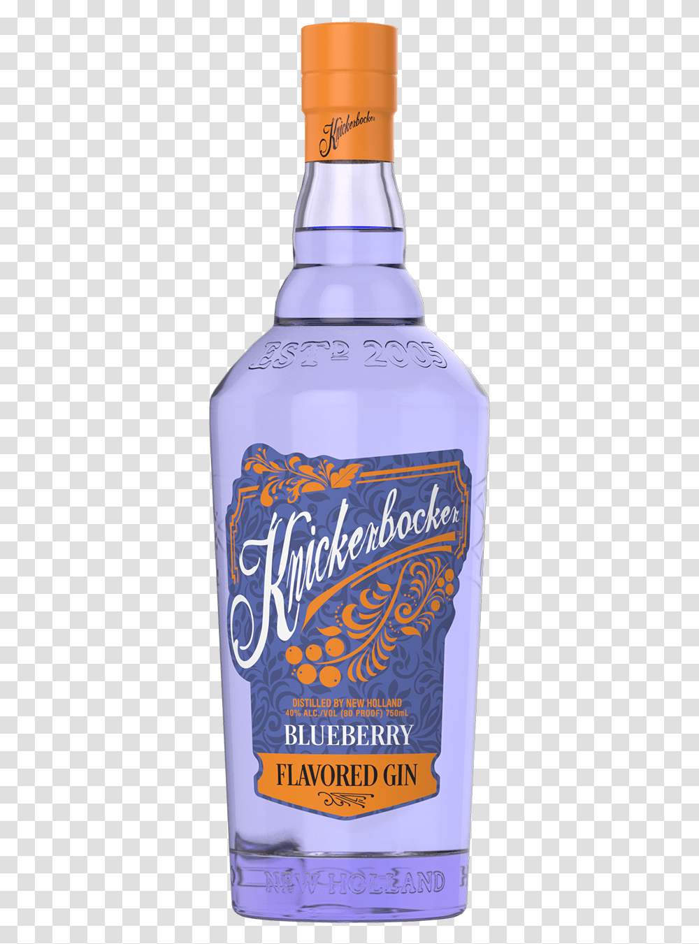 A Close Up Of A Bottle New Holland Blueberry Gin, Liquor, Alcohol, Beverage, Drink Transparent Png