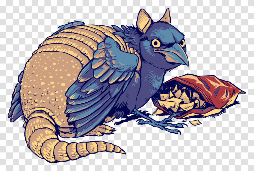 A Common Roadside Sight In Texas The Grackle Armadillo Trash Gryphons, Animal, Bird, Jay, Beak Transparent Png