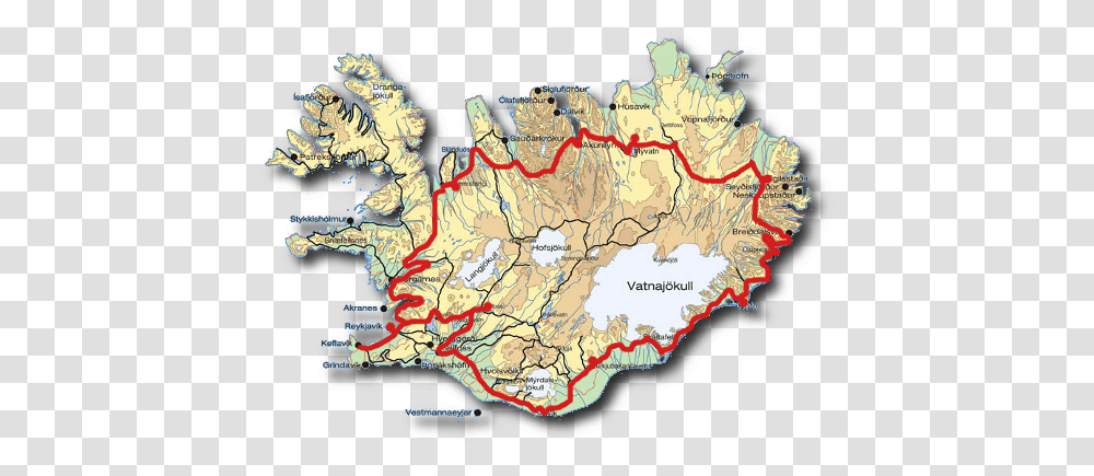 A Complete Guide To Car Rentals And Roads In Iceland Gu Iceland Highway System, Map, Diagram, Plot, Atlas Transparent Png