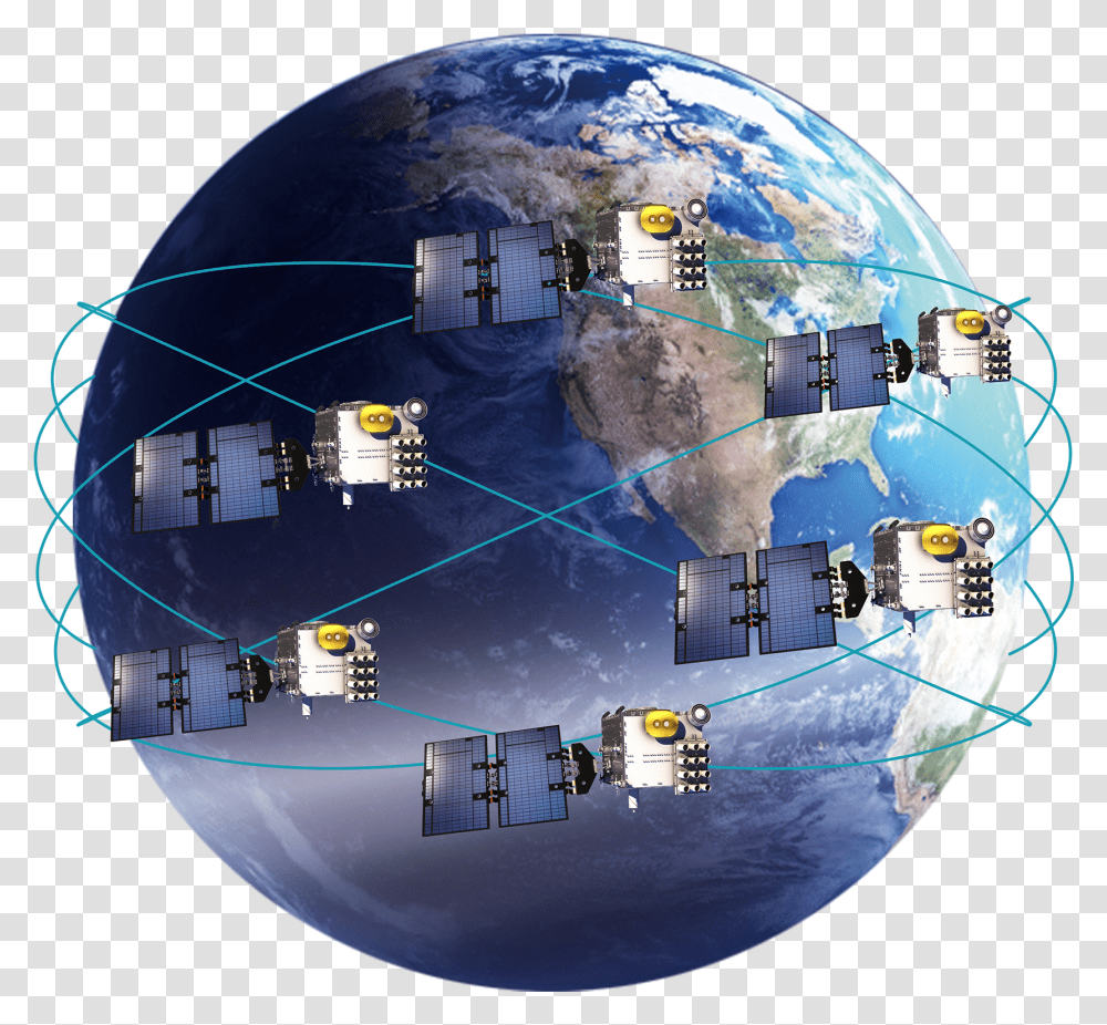 A Constellation Of Six Satellites In Orbit Above Earth Cosmic 2 Satellite, Sphere, Outer Space, Astronomy, Universe Transparent Png