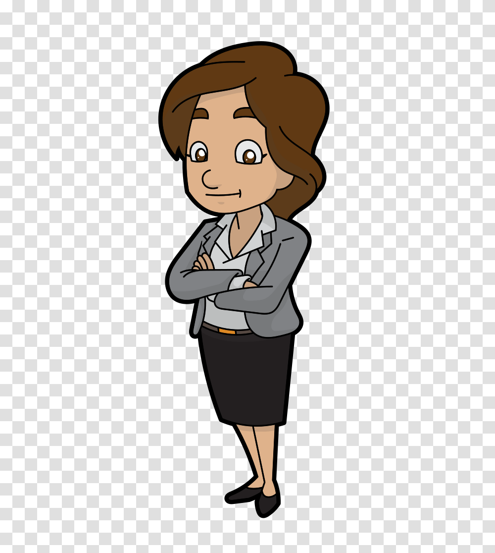 A Cool And Calm Cartoon Businesswoman, Person, Human, Apparel Transparent Png