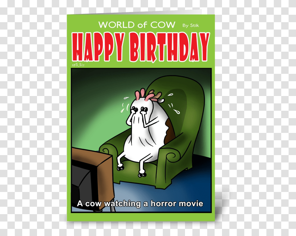 A Cow Watching A Horror Movie Bd Card Greeting Card Greeting Card For Tester, Mammal, Animal, Wildlife, Ape Transparent Png
