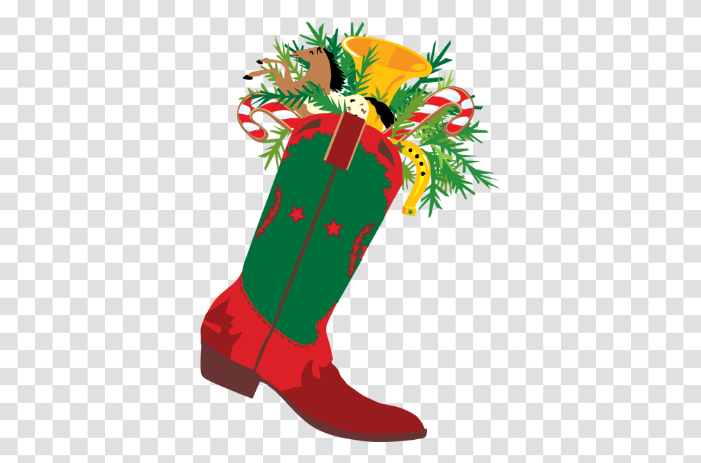 A Cowboy Christmas Boot Clip Art Christmas Cowboy Boot Clipart, Gift, Christmas Stocking Transparent Png