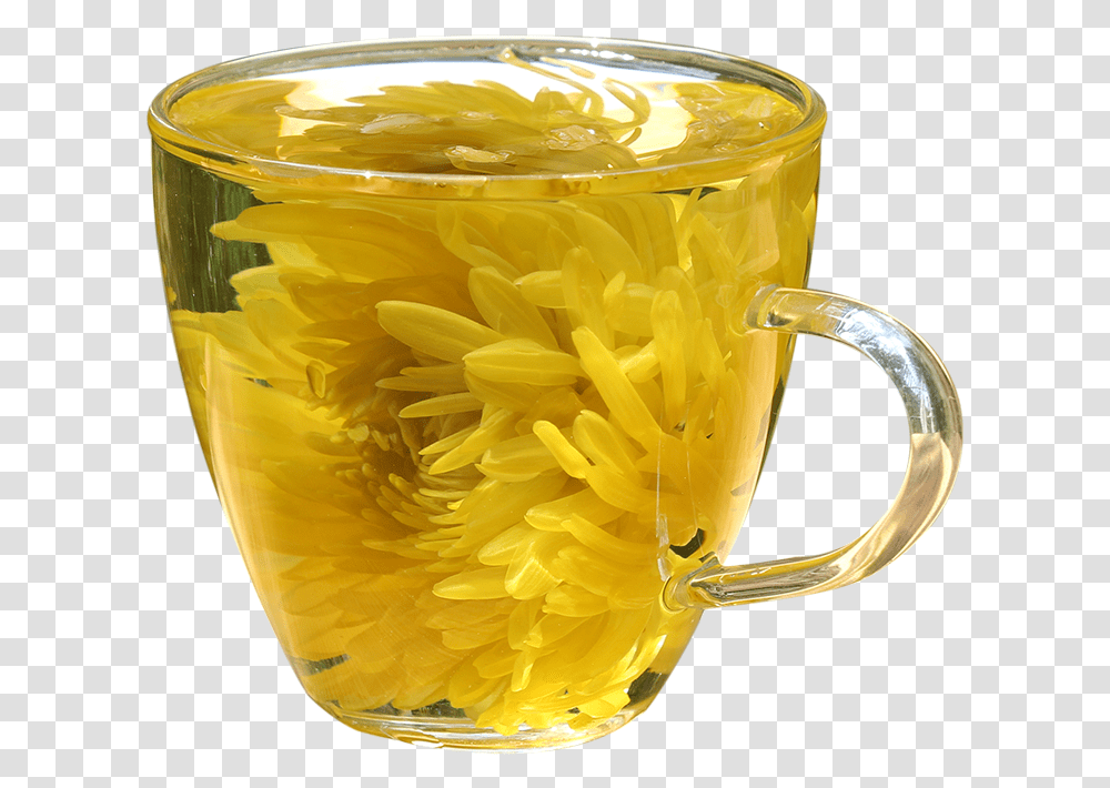 A Cup Of Flower King Chrysanthemum Tea Forsythia, Glass, Beer Glass, Alcohol, Beverage Transparent Png