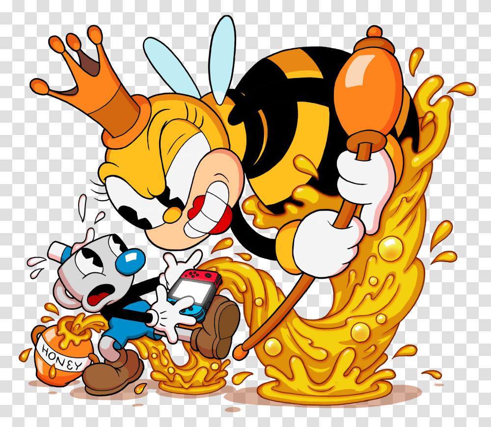 A Cuphead Bee Switch Cuphead Switch Art, Food, Crowd, Plant Transparent Png