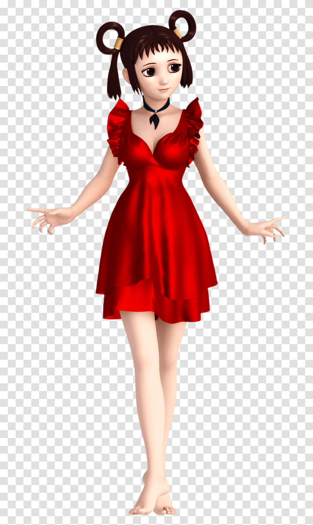 A Cute Anime Character In A Red Dress Doll, Apparel, Female, Person Transparent Png