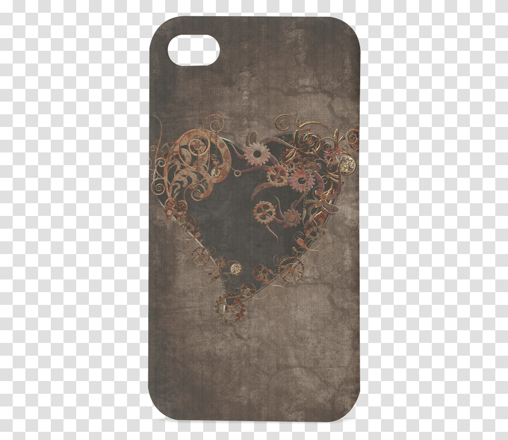 A Decorated Steampunk Heart In Brown Hard Case For Mobile Phone Case, Rug, Pattern, Floral Design Transparent Png