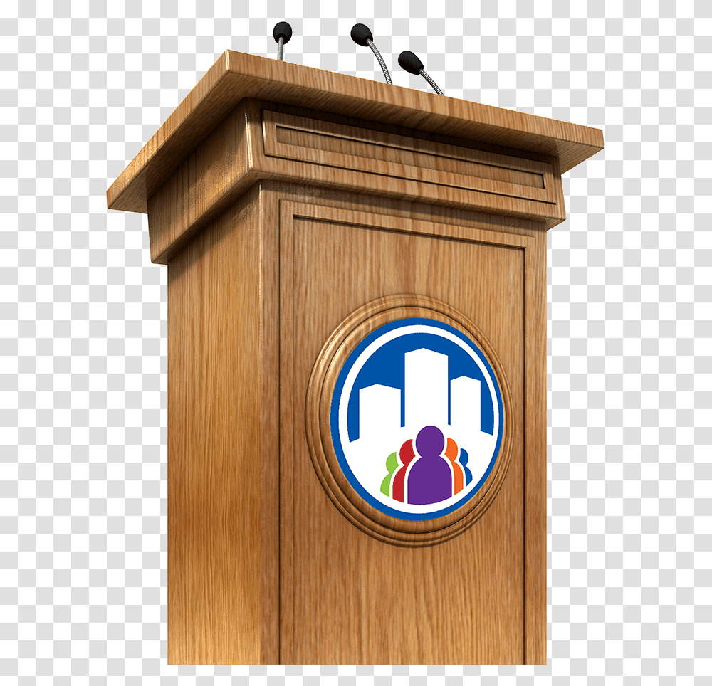 A Empty Speaker Podium Speech Podium, Crowd, Logo, Building Transparent Png
