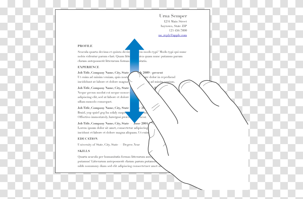 A Finger Swiping Up And Down In A Document Brochure, Page, Paper, Poster Transparent Png