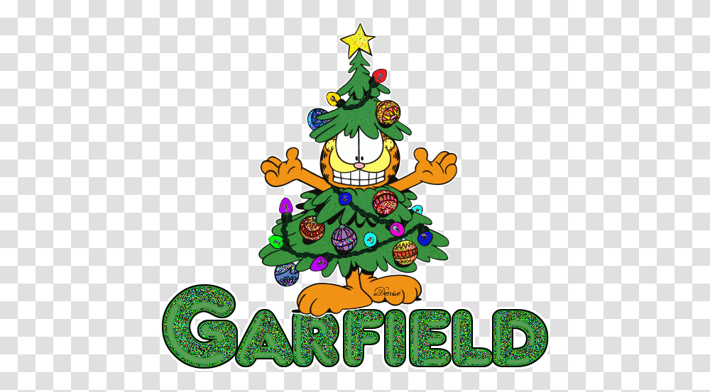 A Garfield Christmas Tree Cartoon And Garfield Christmas 2019 Gif, Plant, Ornament, Graphics, Elf Transparent Png