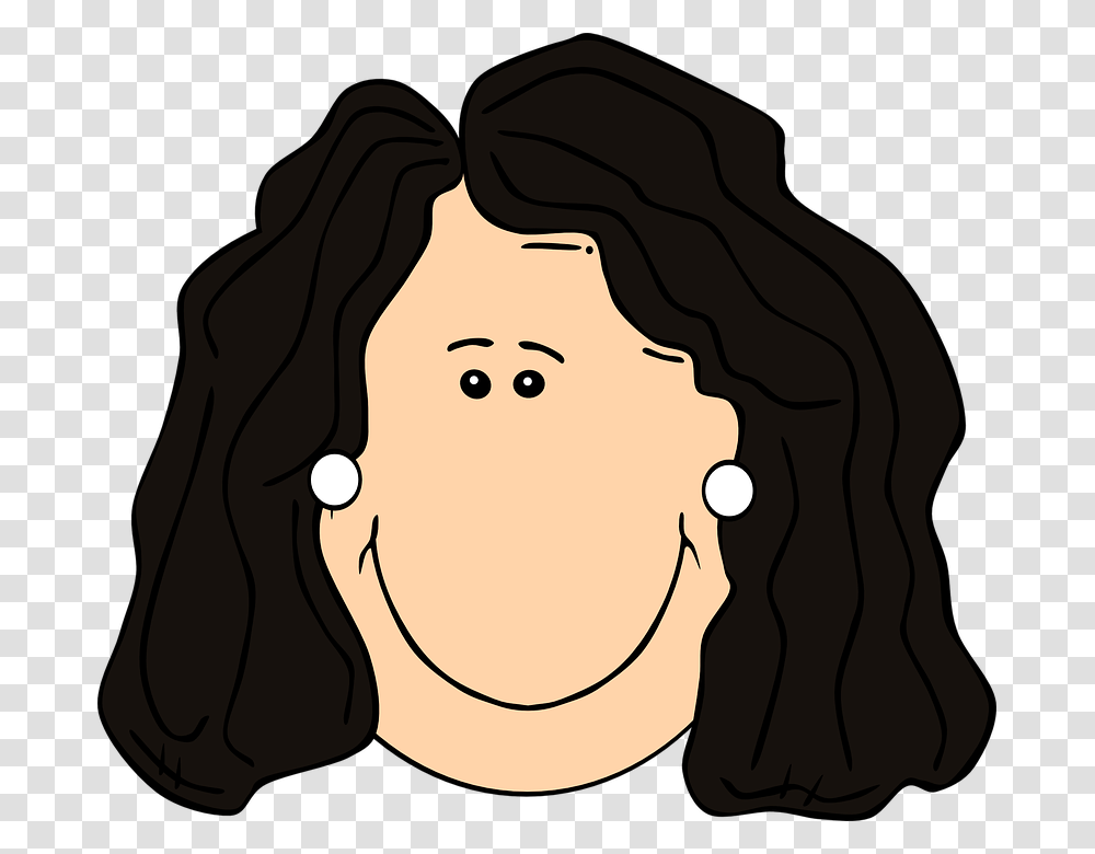 A Girl Clipart With Black Hair Free Download Clipart, Face, Head, Female, Cushion Transparent Png