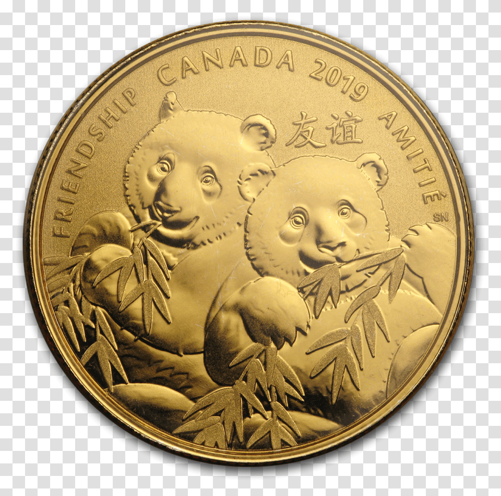 A Golden Gift Of Friendship Silver Gold Plated Coin 100 Gold Panda China Coin, Money, Painting Transparent Png