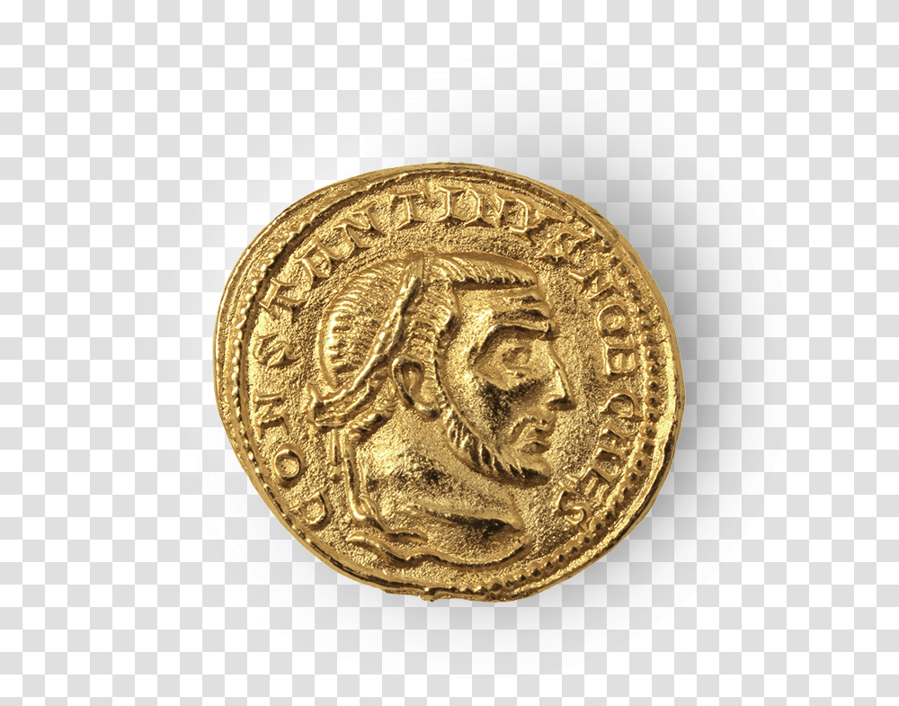 A Golden Roman Denarii Coin Coin, Money, Nickel Transparent Png