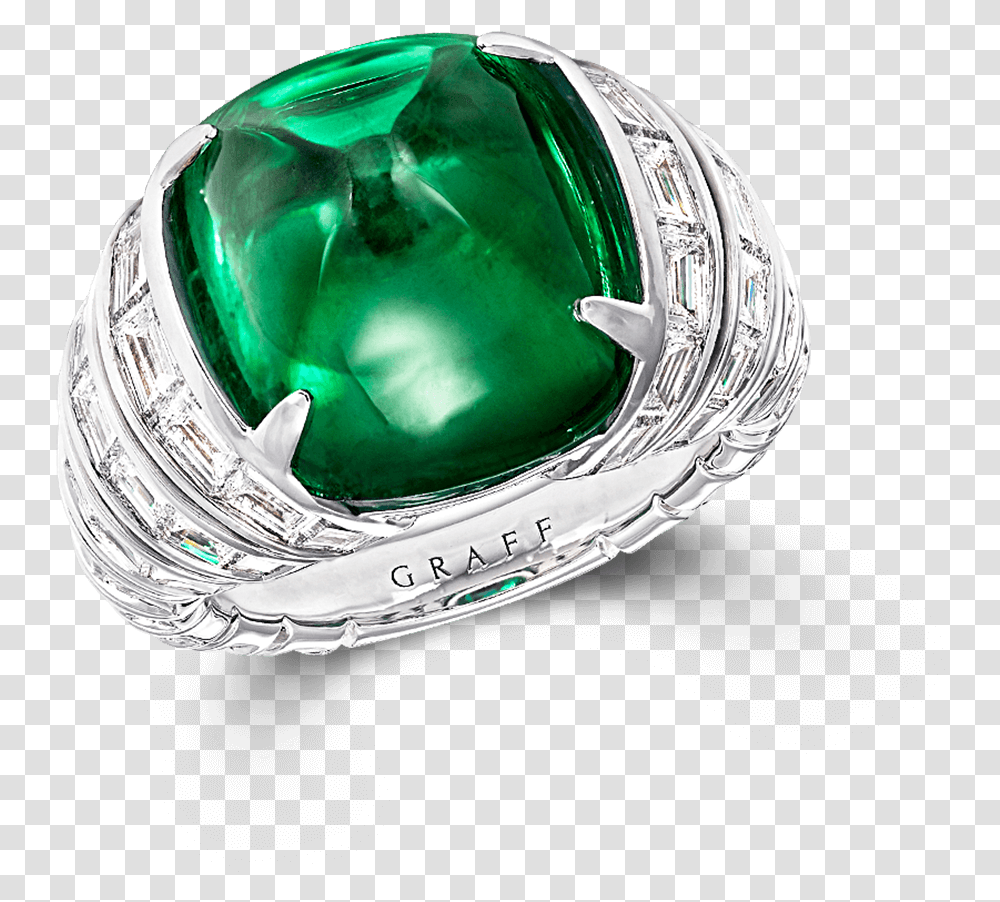 A Graff Cabochon Colombian Emerald And Diamond Ring Engagement Ring, Helmet, Apparel, Accessories Transparent Png