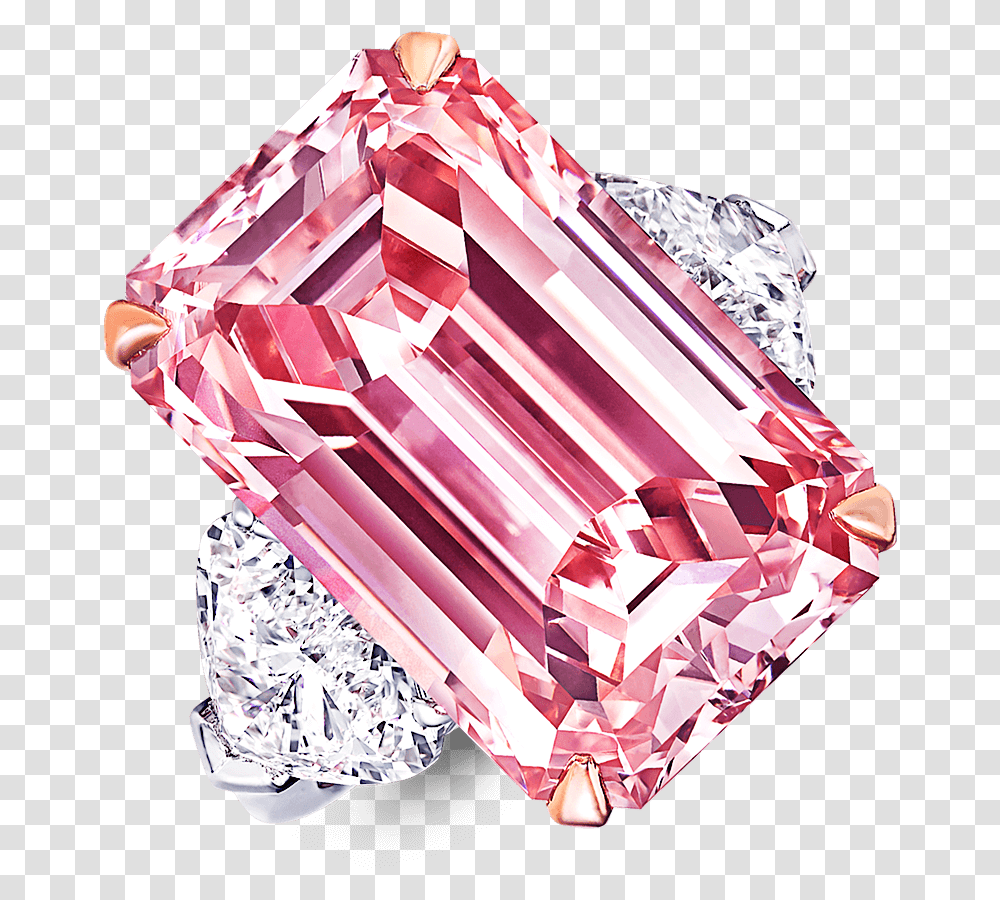 A Graff Emerald Cut Pink Diamond Ring With Heart Shape Diamond, Accessories, Accessory, Jewelry, Gemstone Transparent Png