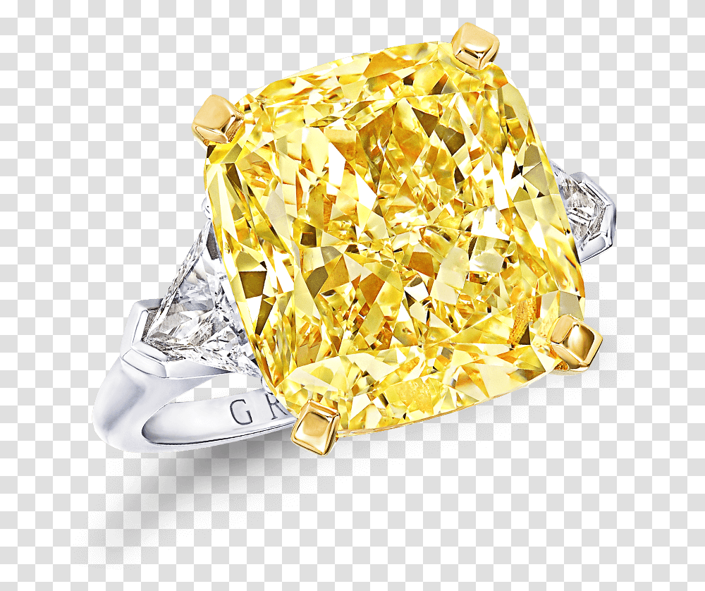 A Graff Ring Featuring A Fancy Intense Yellow Cushion Graff, Diamond, Gemstone, Jewelry, Accessories Transparent Png