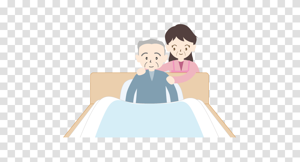 A Grandfather Sitting On The Bed And Smiling Caregiver Free, Family, Face, Reading Transparent Png