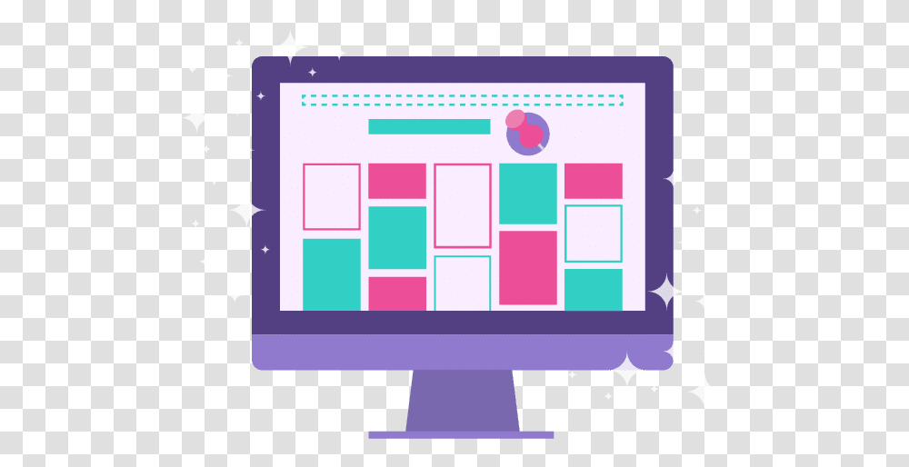 A Graphic Of A Computer With Colored Boxes Emulating Computer, Electronics, Table, Furniture, Desk Transparent Png