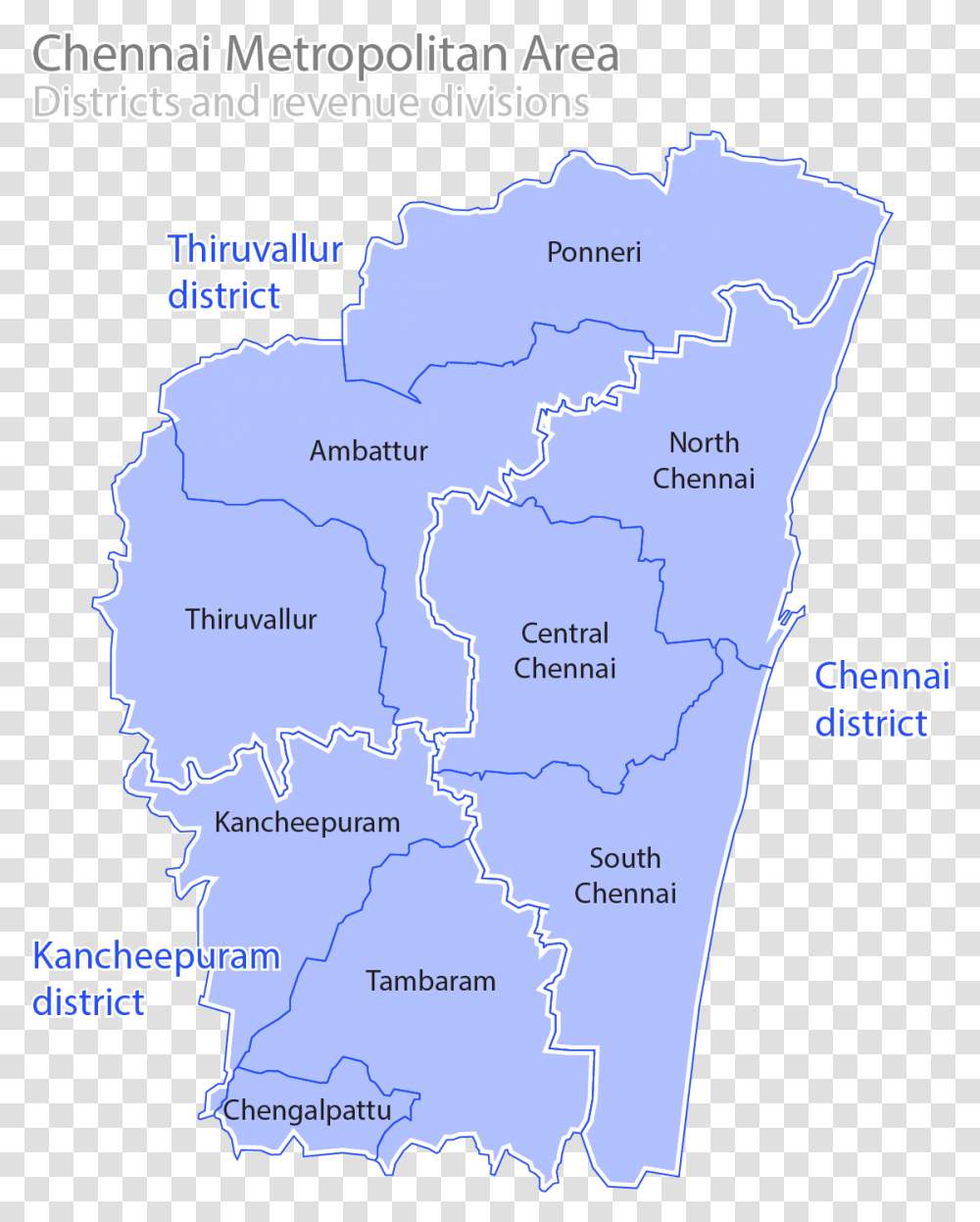 A Graphic Showing The Divisions Of The Chennai Metropolitan, Map, Diagram, Atlas, Plot Transparent Png