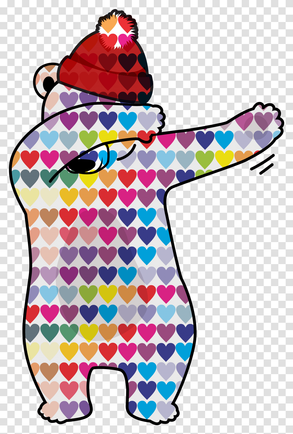 A Great Bear Design With Hearts And Red Bobble Hat Valentine's Day, Performer, Sunglasses, Costume Transparent Png