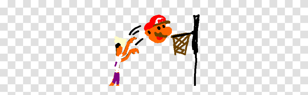 A Guy Playing Basketball With Super Marios Head Drawing, Apparel, Fireman Transparent Png