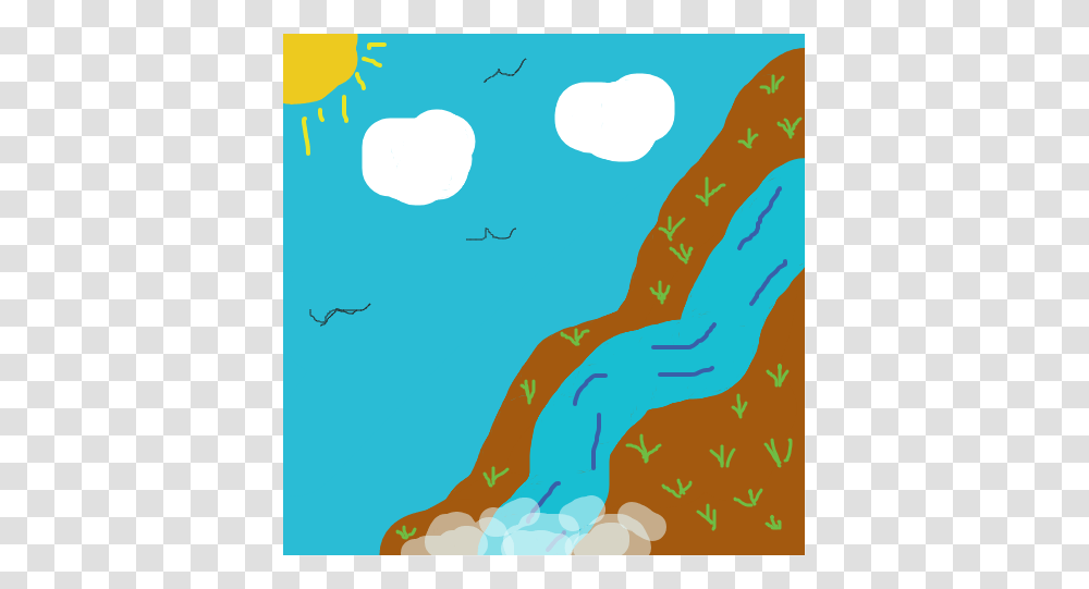 A Hill With A Waterfall The Online Comic Drawing Game Illustration, Sea, Outdoors, Nature, Shoreline Transparent Png