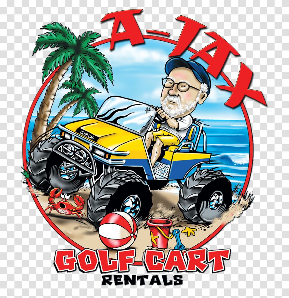A Jax Golf Cart Rentals Ajax Golf Carts, Person, Human, Poster, Advertisement Transparent Png