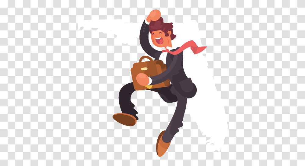 A Jumping Businessman In Front Of An Outline Of Florida Cartoon, Person, Kicking, Ninja, Performer Transparent Png