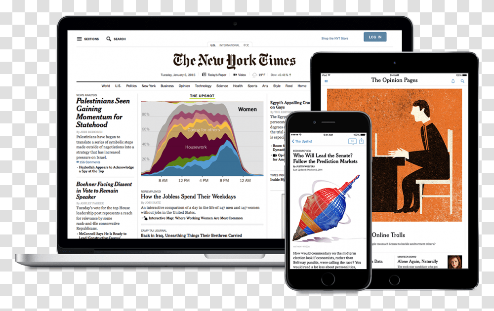 A Laptop Phone And Tablet Logged Into The New York New York Times Platforms, Mobile Phone, Electronics, Cell Phone, Bird Transparent Png