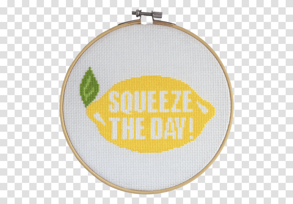 A Lemon With Squeeze The Day Cross Stitch, Embroidery, Pattern, Rug, Logo Transparent Png