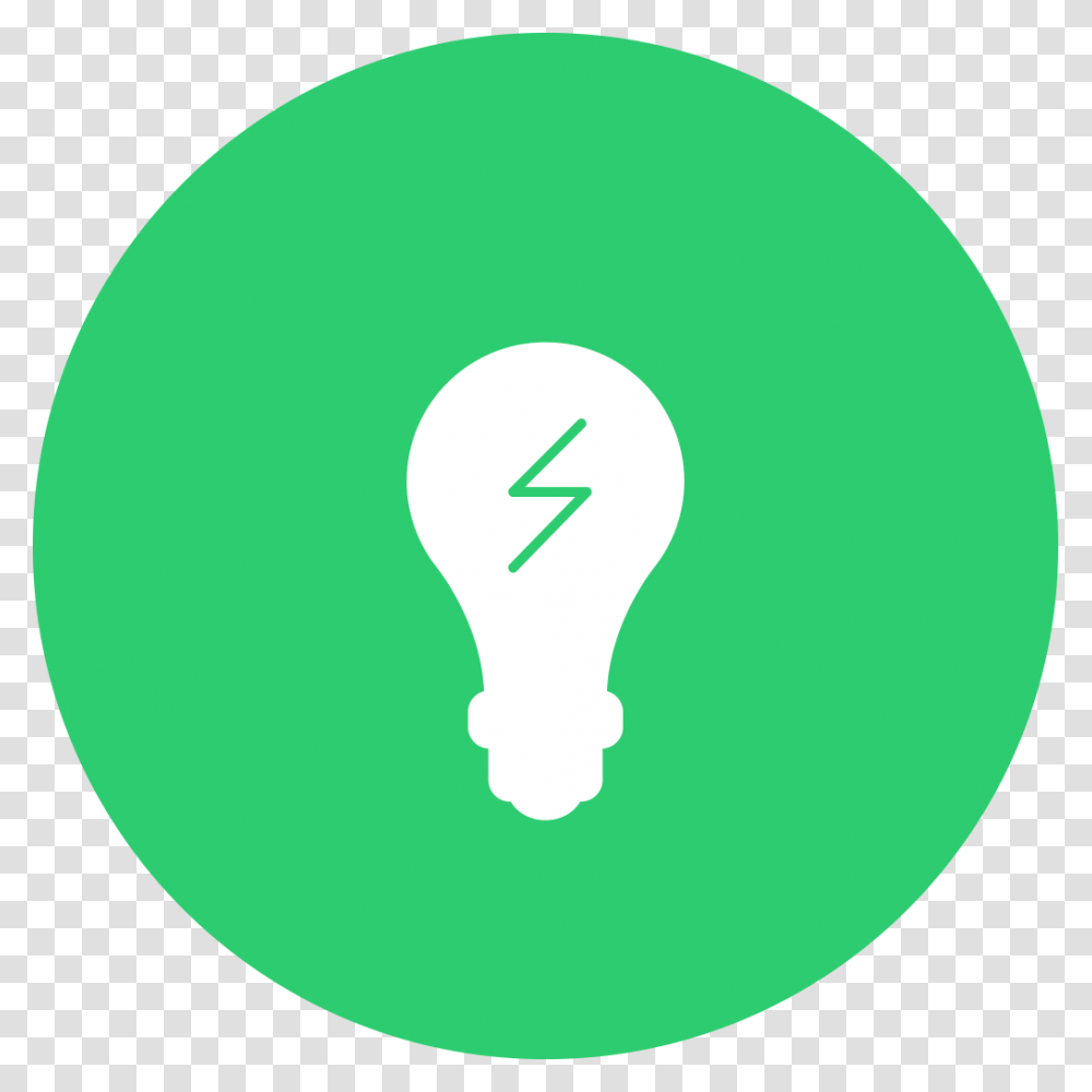 A Lightbulb With A Lightning Bolt In It Against A Green Financial Literacy Icon, Label, Lighting Transparent Png
