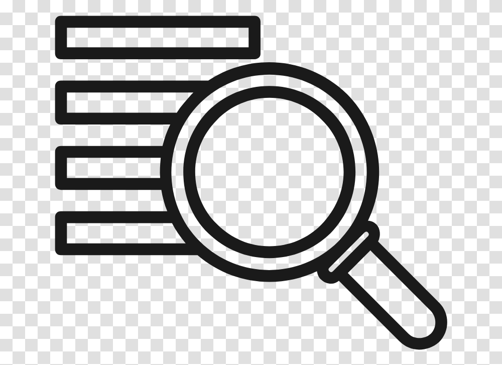 A Magnifying Glass Hovers Over Four Bars Of Text Icon, Camera, Electronics, Digital Camera Transparent Png
