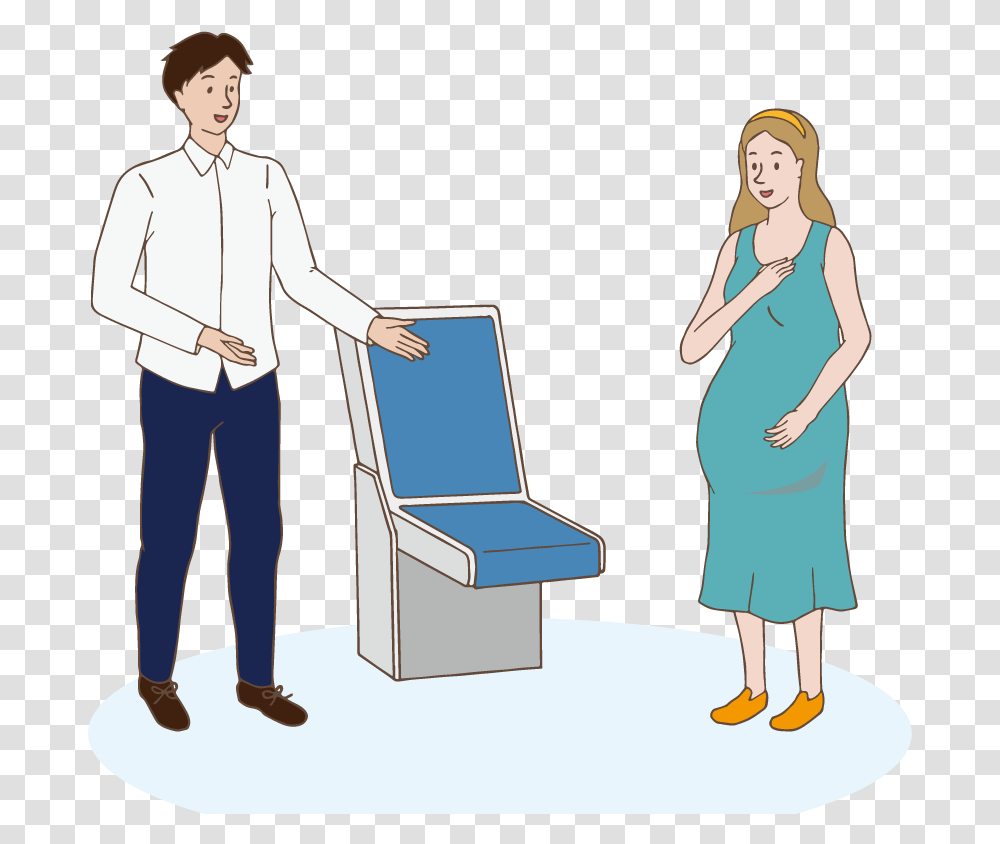A Man Gives Up His Seat For Pregnant Woman Give Seat To Old Person, Sleeve, Standing, Pants Transparent Png