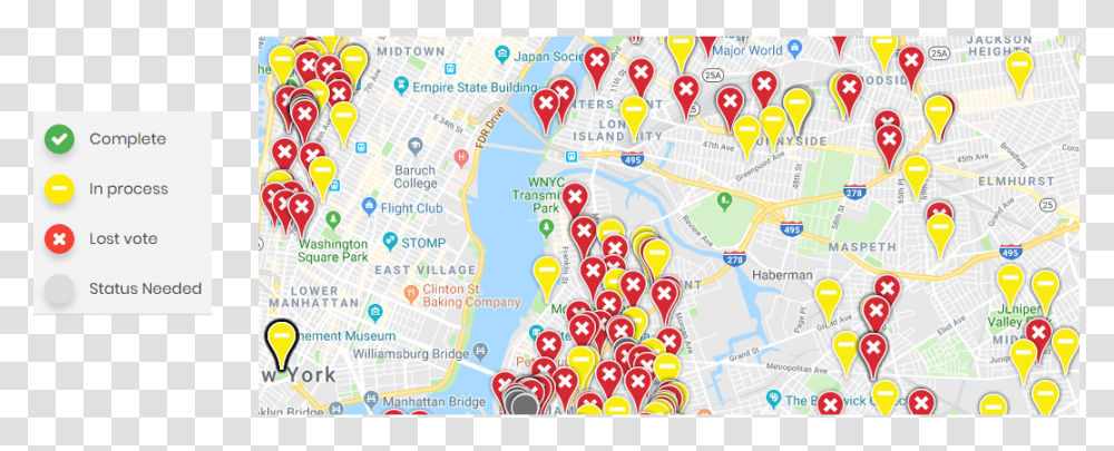 A Map Of Nyc With Pins Illustrating Projects That Have Map, GPS, Electronics, Plot, Diagram Transparent Png