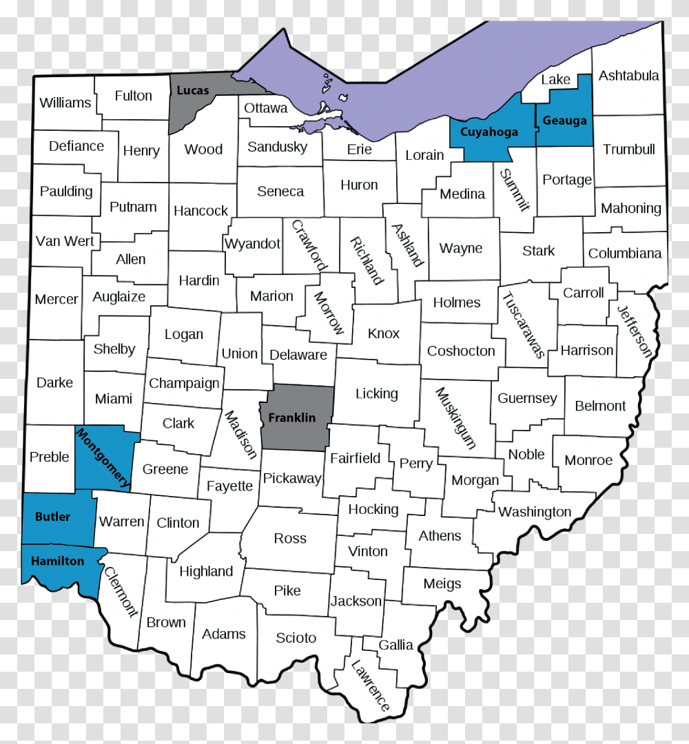 A Map Of Ohio Counties Ohio County Map, Menu, Plan, Plot Transparent Png