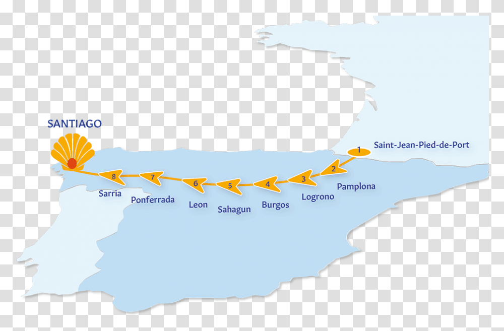 A Map Of The Camino Route In France, Land, Outdoors, Nature, Sea Transparent Png