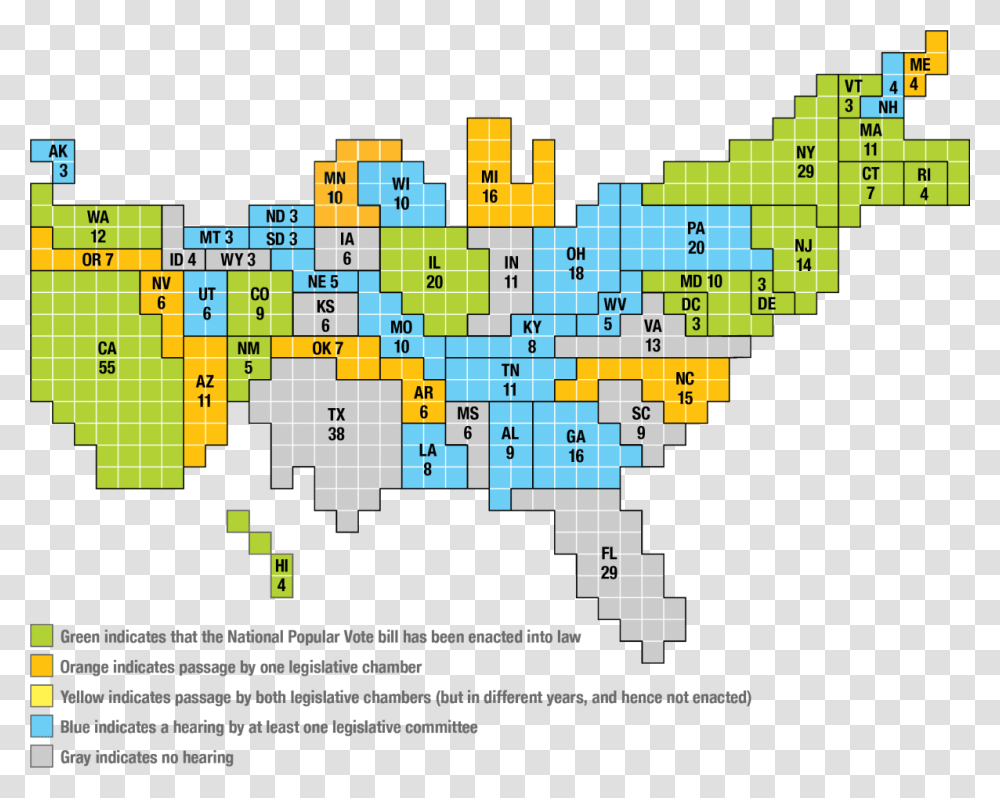 A Map Of The Current States That Have Joined The Interstate Map Of Us If Popular Vote, Word, Plot, Scoreboard Transparent Png