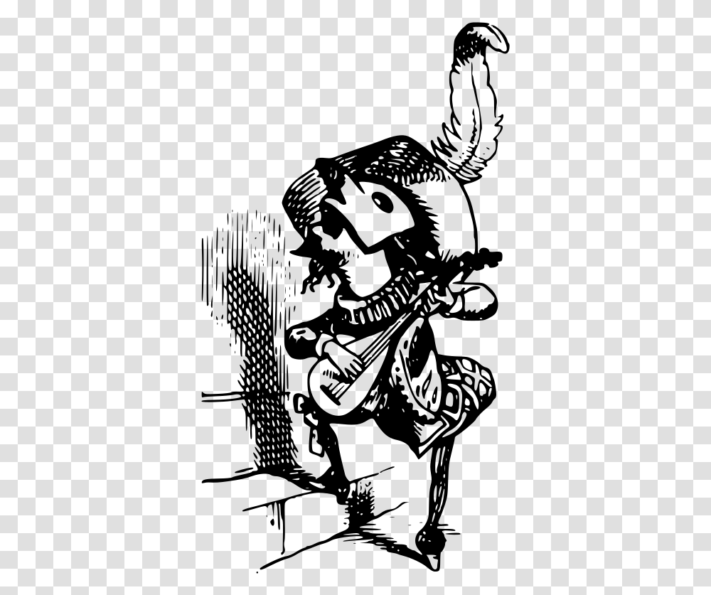 A Masqued Bard Playing Music Bard Black And White, Gray, World Of Warcraft Transparent Png