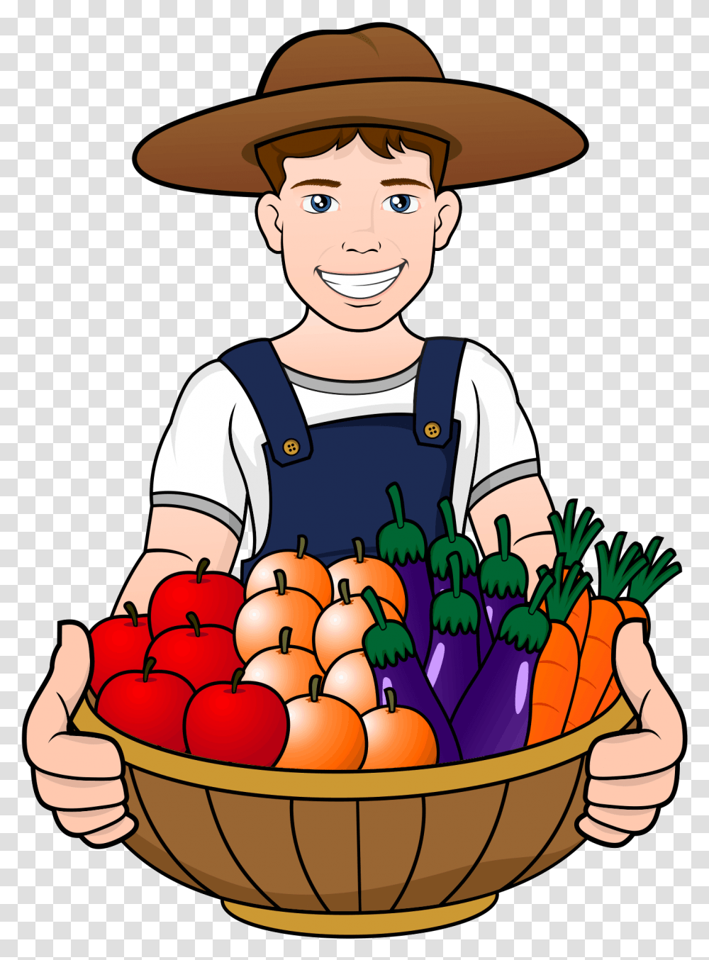 A Men Have Fruits And Vegetables In The Basket Basket Fruits And Vegetables Clipart, Person, Human, Plant Transparent Png