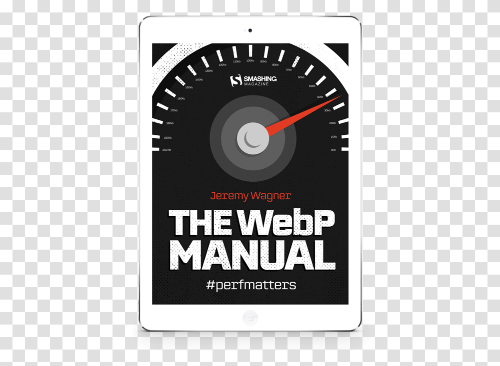 A Mockup Of The Webp Manuals Cover On A White Ipad Gauge, Advertisement, Poster, Tachometer Transparent Png