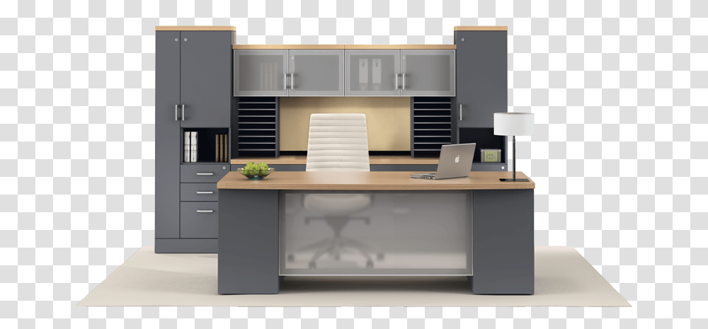 A Modern Office Setup Executive New Office Furniture, Chair, Indoors, Table, Desk Transparent Png