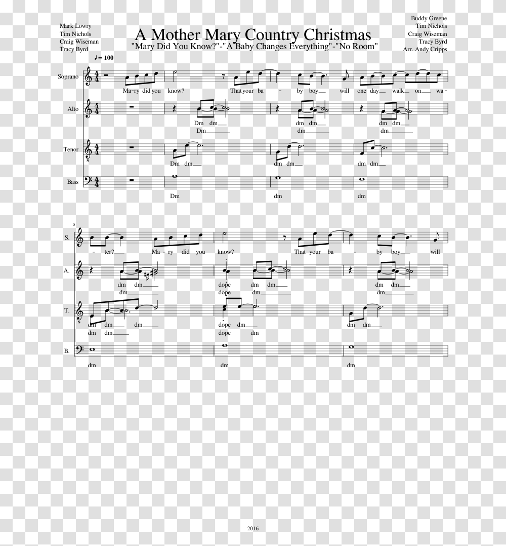 A Mother Mary Country Christmas Sheet Music Composed Sheet Music, Gray, World Of Warcraft Transparent Png
