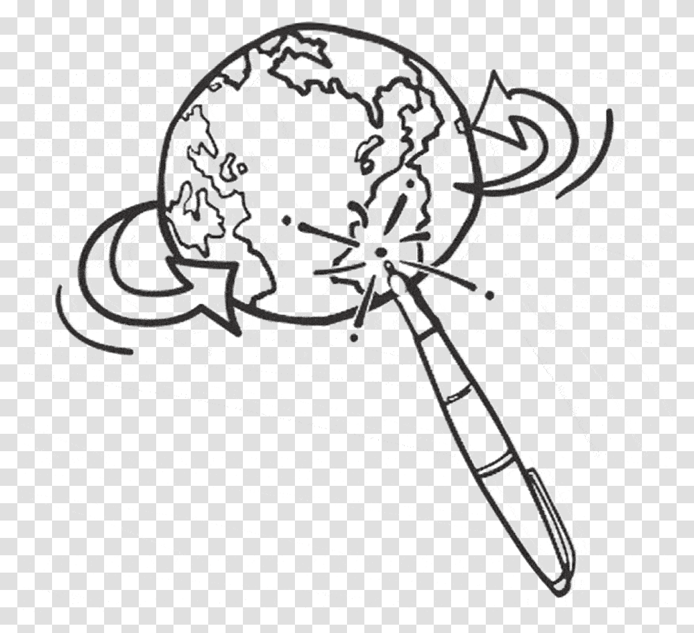 A Nifty Illustration Of A Globe Spinning On A Pen Sketch, Animal, Invertebrate, Spider, Arachnid Transparent Png